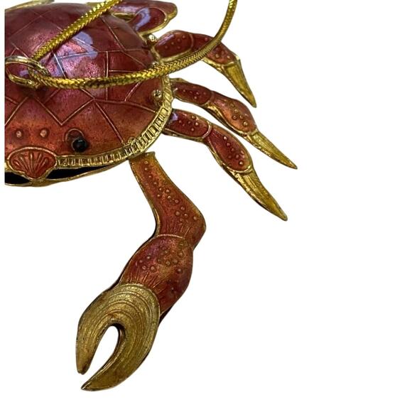 Alsan Victorian Enameling Cloisonné Ornament Crab Hinged Legs Beach - Picture 5 of 13